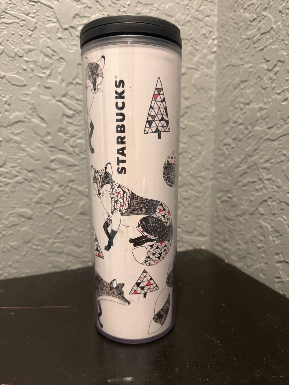 Starbucks 2017 Holiday Snow Fox 16 oz Acrylic Travel Tumbler